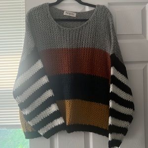 Impressions Color-Block Knit Sweater Large